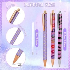 8 Pcs Purple Sparkly Pens for Women – Cute Glitter Ballpoint Pens with 10 Ref…