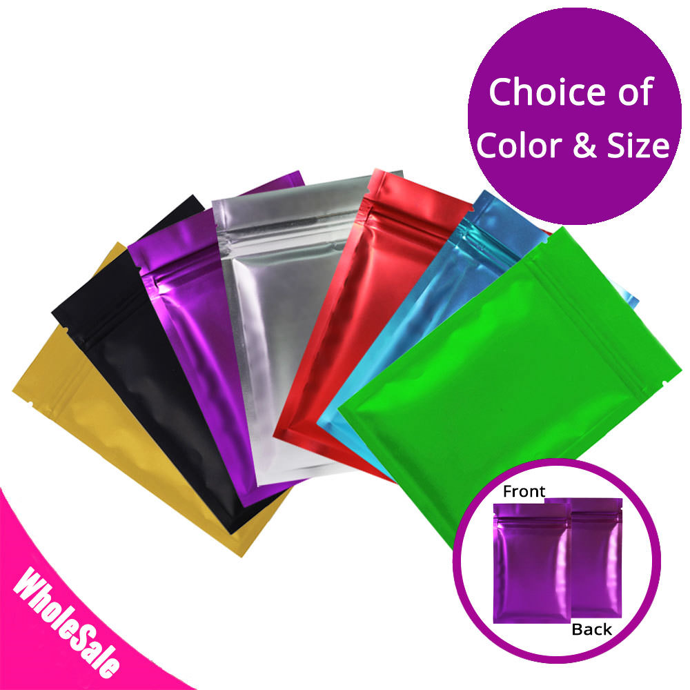 Multiple Sizes Colorful Flat Double-Sided Matte Mylar Foil Zip Lock Pouch Bag M