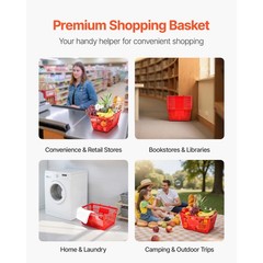 Uimoso 12 Stackable Plastic Shopping Baskets with Handles, Red for Grocery Use