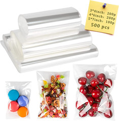 Cellophane Bags Self Adhesive 500Pcs Clear Resealable Bags 3 Sizes 3X4 4X6 5X7 C
