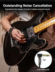 Guitar Cable 15 ft/5 M, Instrument Right Angle Cables, 6.35 mm (1/4) TS Unbal…