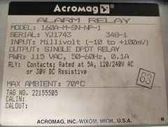 ACROMAG , 160A-M-SN-MMF , ALARM RELAY , SURPLUS
