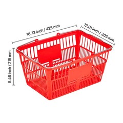 Uimoso 12 Stackable Plastic Shopping Baskets with Handles, Red for Grocery Use