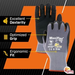 MaxiFlex PIP 34-874/M MaxiFlex Ultimate, Foam Nitrile Palm Coated Gloves, Gra…