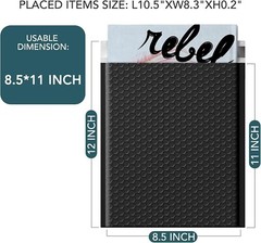 500x Black Bubble Mailers 8.5×12 Padded Envelope 8.5×11 Poly Padded Mailers Bulk