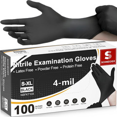 Schneider Medical Nitrile Exam Gloves, 4 Mil Black Gloves Disposable Latex Free