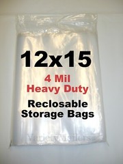 12 Reclosable Storage Bags 12”x 15” Clear 4 MIL HEAVY DUTY Zip-Top Bags 12×15