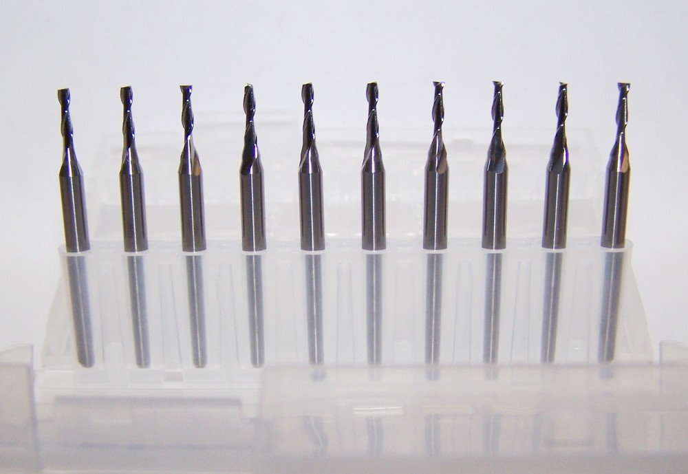 10 – 1.60mm (.0630″) 2 flute endmills, new