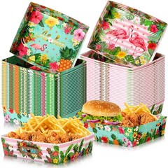 36 Pcs Hawaii Aloha Tropical Party Paper Trays 5lb Large Disposable Hawaiian …