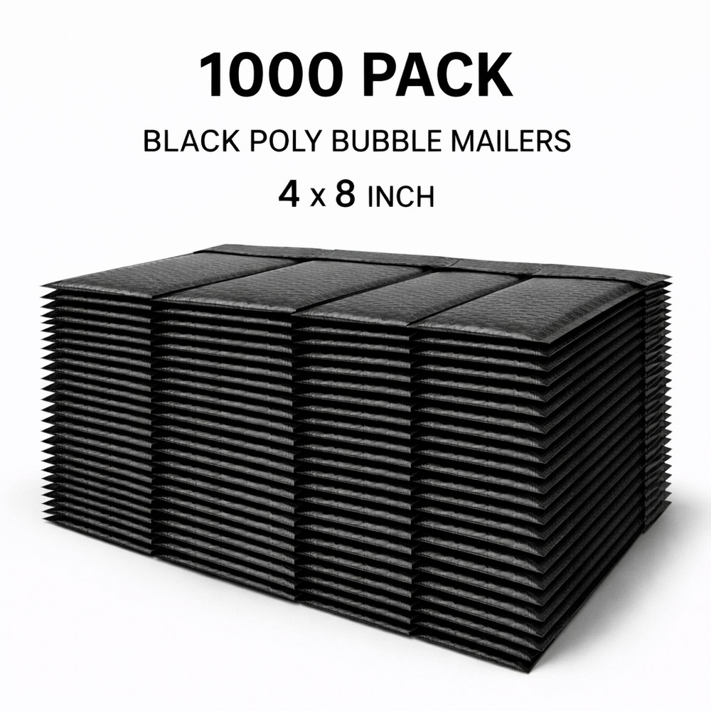 Wholesale 1000 Black Poly Bubble Mailers #000 4×8 Tear & Water Resistant