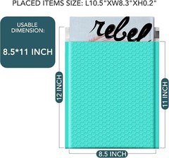 500x Bulk Bubble Mailers 8.5×12 Padded Envelopes 8.5×11 Poly Mailing Bags Teal