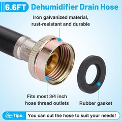 Leakproof Dehumidifier Drain Hose 3/4″ FHT – 6.6 FT Thickened 6.6FT, Black