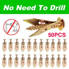 50x Drywall Self Drilling Anchors Screws Wall Anchor Expansion Hooks Heavy Duty