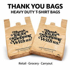 Bags 1/6 21 x 6.5 x 11.5 Heavy Duty .71 Mil Beige T-Shirt Plastic Shopping Bags