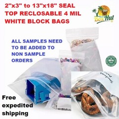 Clear Zip-seal-Lock-Top Reclosable 4 Mil Plastic White Block WB Poly Bags 4-MIl