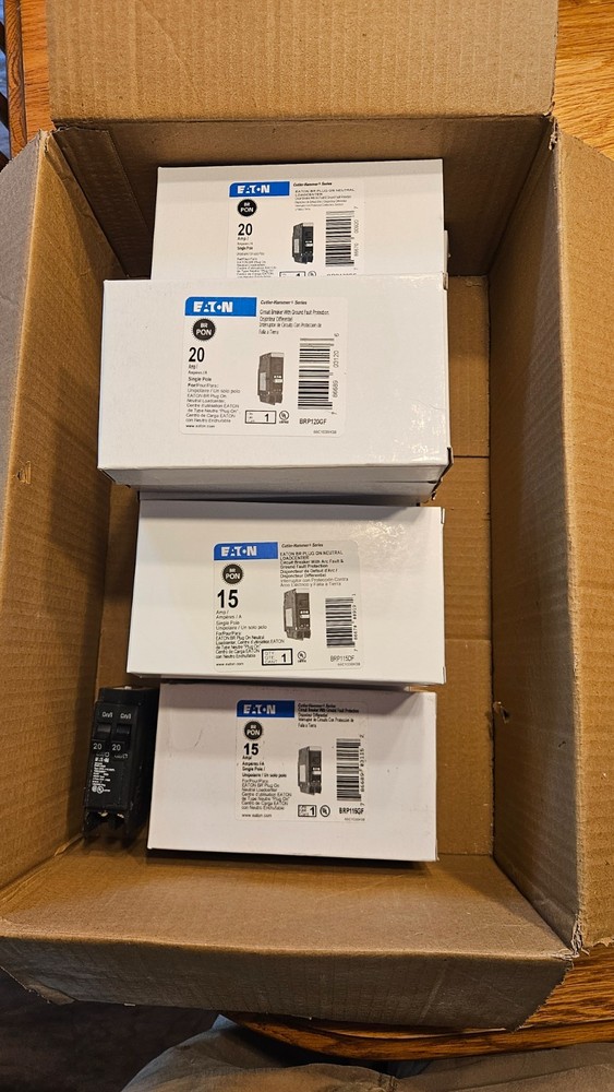 Eaton BRP 20A, 15A 1-Pole Circuit Breaker AFCI/GFCI/COMBO