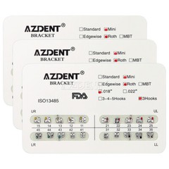 Dental Orthodontic Bracket Brace Mini Standard Roth/MBT.022/018 3-4-5/3 Hooks