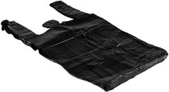 0.67 Mil Medium Duty Black T-Shirt Bags 1/6 Large 21×6.5×11.5 1000 or 2000
