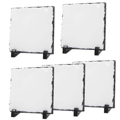 US Stock 7.87in Matte Sublimation Square Photo Slate Rock Plaque Blanks w/ Stand