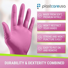 100 Large Nitrile Exam Disposable Pink Gloves, Latex & Powder Free, L