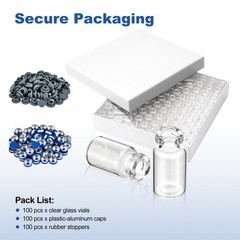 2mL Glass Vials Headspace GC Sample Vials w/ 13mm Caps 100/200/500/1000 Pack