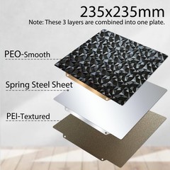 Smooth PEO+Textured PEI Spring Steel Build Plate 235x235mm, Double Sided PEO+…