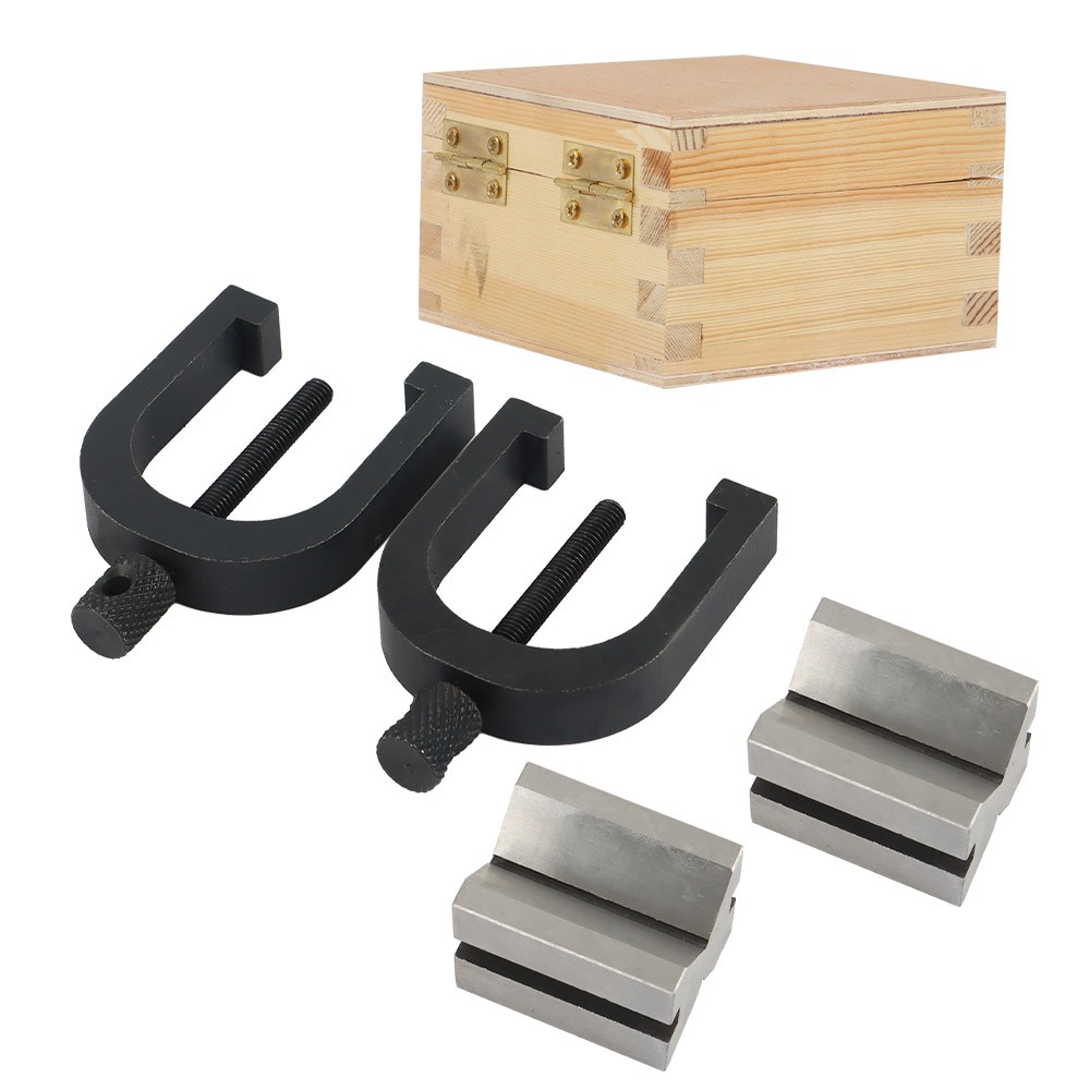 1-5/8″ x 1-1/4″ x 1-1/4″ V-Block and Clamp Set Hardened Steel 90 Degree Angle US