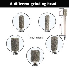 60 Grit Diamond Coated Grinding Bit Sets 1/8″ Shank Cylinder Head Rotary Diamond