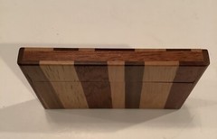 MIXED WOOD BUSINESS CARD HOLDER THAT SAYS ALOHA