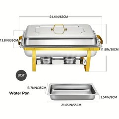 4 Pack Chafing Dish Buffet Set 9QT Stainless Steel Chafing Dishes Gold & Silver