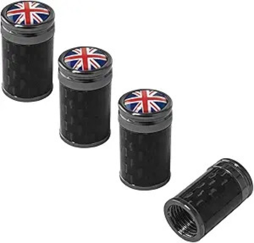 4 PCS Car Tire Valve Stem Caps, Leakproof Auto Rim W Size: UK FlagColor: Black