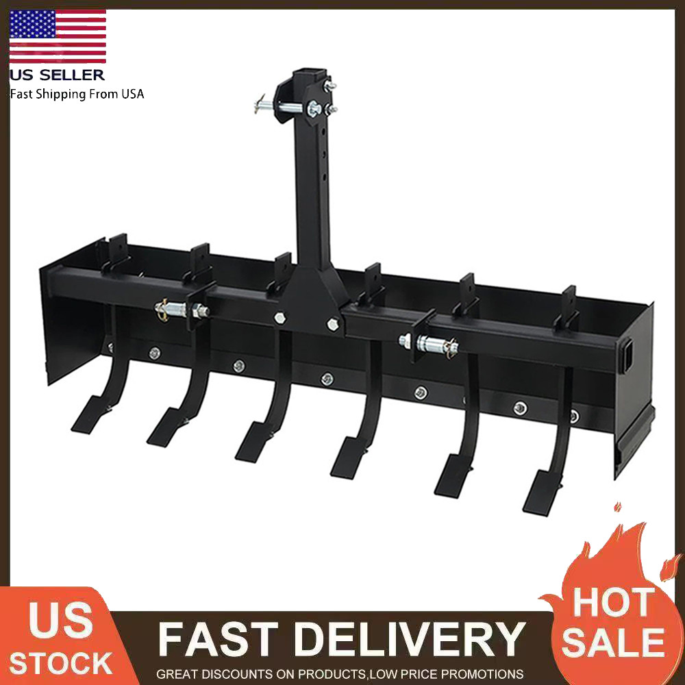 55 Inch Box Blade Tow Behind Scraper 3 Point Quick Hitch for Category 1 Tractor