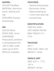 Rite in the Rain Readiness All-Weather Black Writing Pen AO50
