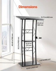 Uimoso Podium Stand 47 in Curved Metal Lectern Storage Shelf Classroom Wedding