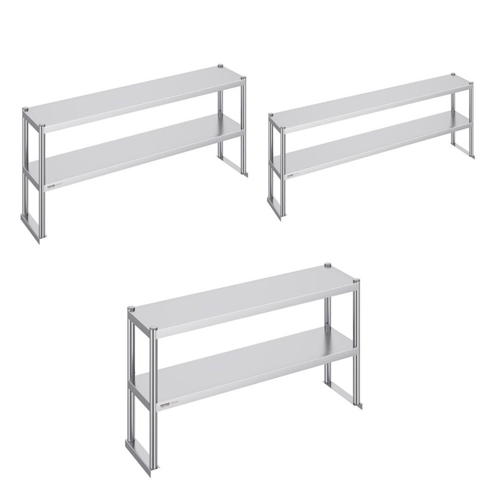 VEVOR Double Overshelf Stainless Steel Overshelf 12×60/48/72 in for Prep Table