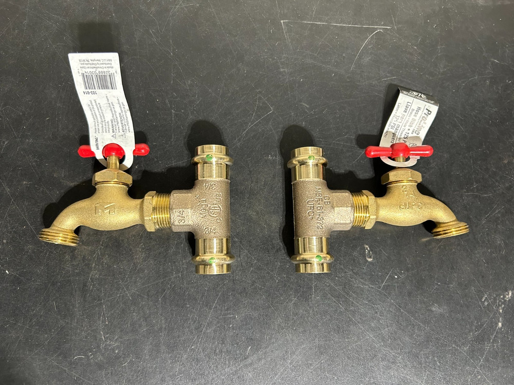 VIEGA PROPRESS TEES w/ PROLINE DRAIN VALVES QTY (2) 3/4″ male x 3/4″ HOSE *NEW*
