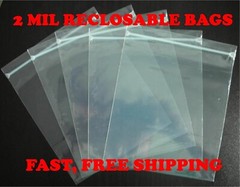 CLEAR ZIP SEAL PLASTIC BAGS JEWELRY ZIPPER TOP LOCK RECLOSABLE BAGGIES 2 MIL 2ML