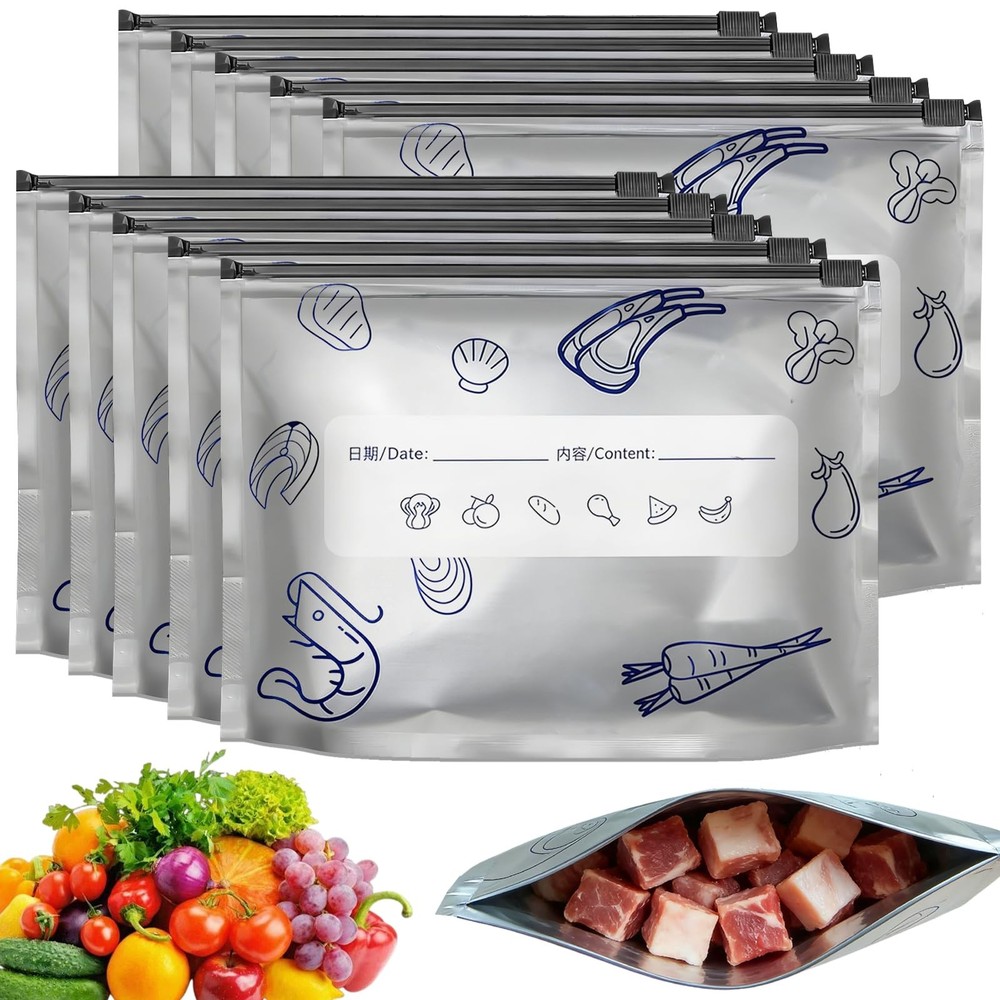 10PCS Reusable Aluminum Foil Sealable Storage Bags,Leakproof 17.2*23CM, Gray