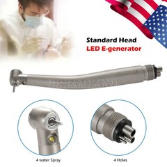 NSK Style Dental LED E-generator Fiber Optic 4 Spray Handpiece 4H Standard Head
