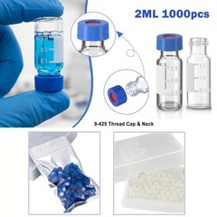 1000PCS 2mL Glass Vials Clear Autosampler vials w Screw Caps 9-425 HPLC GC PTFE