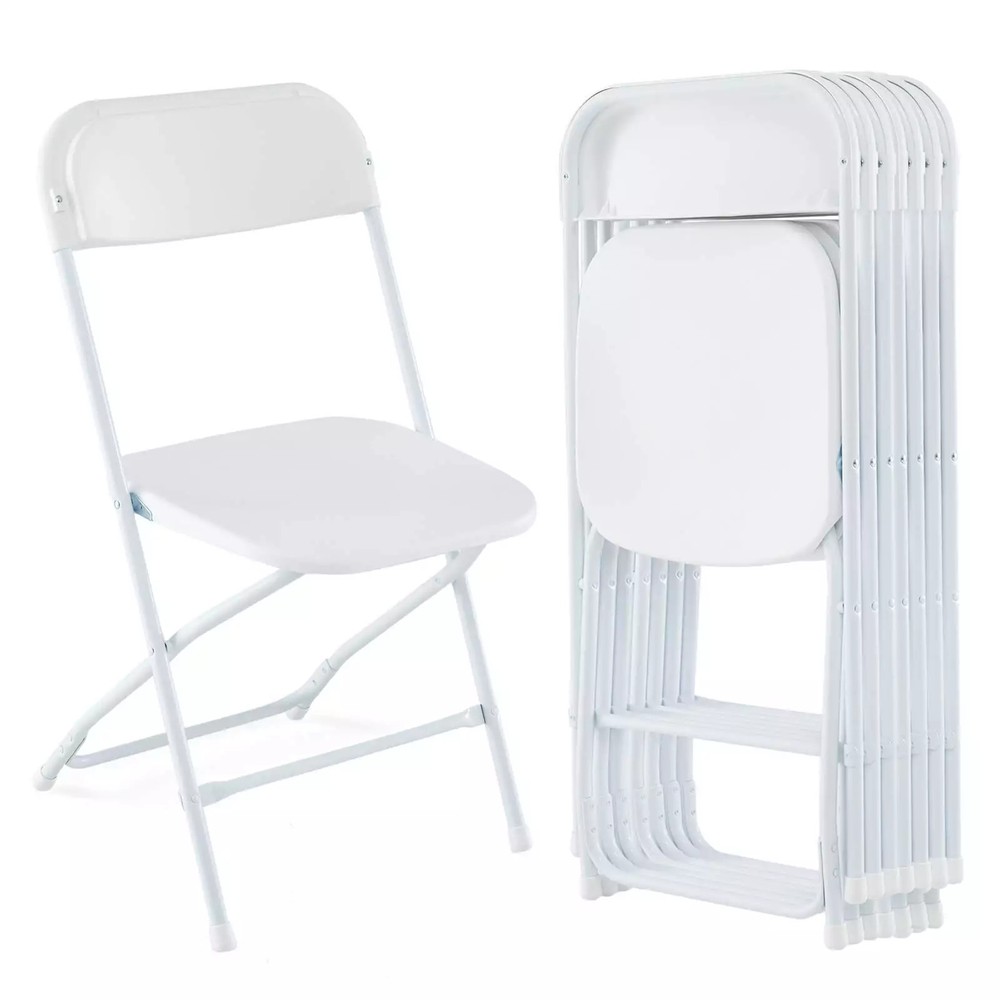 8 PCS Plastic Folding Chairs Stackable Wedding Party Camping Dining Seats Home