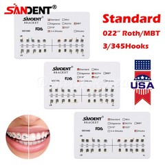 Dental Orthodontic Metal Bracket Braces Standard Roth/MBT 022 3/345 Hooks Y
