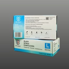 GP CRAFT Disposable Nitrile Exam Gloves, 4 Mil, Black, Chemo Rated, Case of 1000