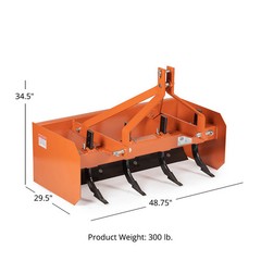 Titan Attachments 3 Point 4FT Rear Box Blade Scraper Grader, Cat 0 and 1
