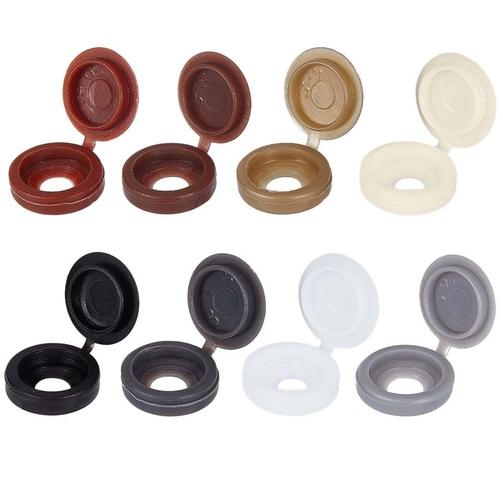 1 Box 200Pcs 8 Colors Hinged Screws Cover Caps Fold Snap Covers Plastic Shutter