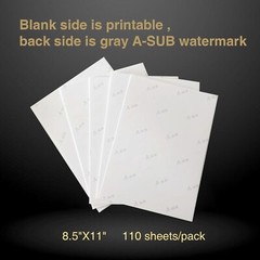 A-SUB Sublimation Paper 125g 8.5×11 110 Sheets for Inkjet Printers Heat Transfer