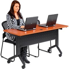 Global Industrial Flip-Top Training Table 60″ x 24″ Cherry