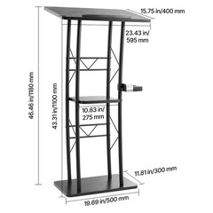 Uimoso Podium Stand 47 in Curved Metal Lectern Storage Shelf Classroom Wedding