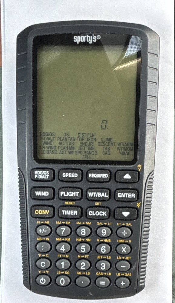 Sporty’s Aviation Handheld Flight Computer Calculator Large Display Clock/Timer