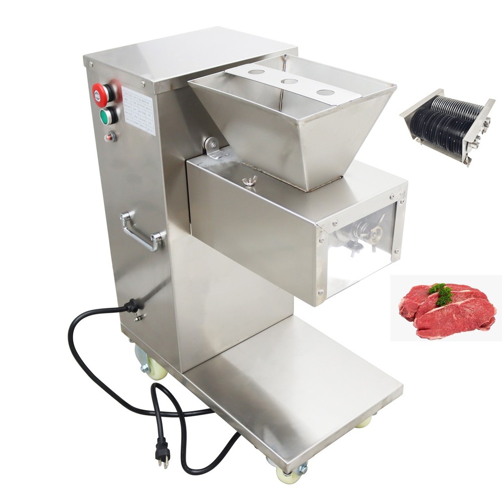 110V Stainless Commercial Meat Slicer with 5mm Blade Feed Port 9.1″×7.87″ 750W